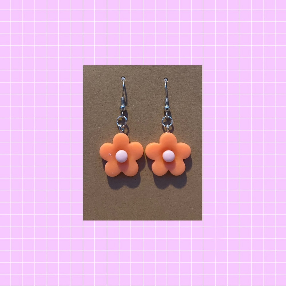 Orange flower earrings